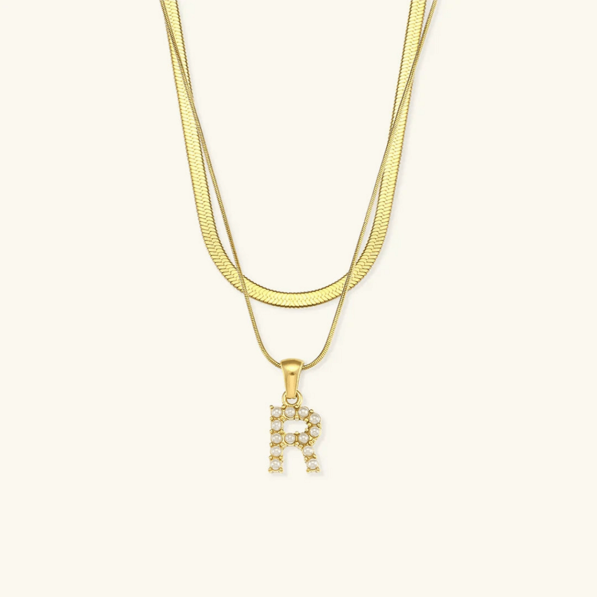 Arlette Pearl Initial Layered Necklace - Luzy Jewels