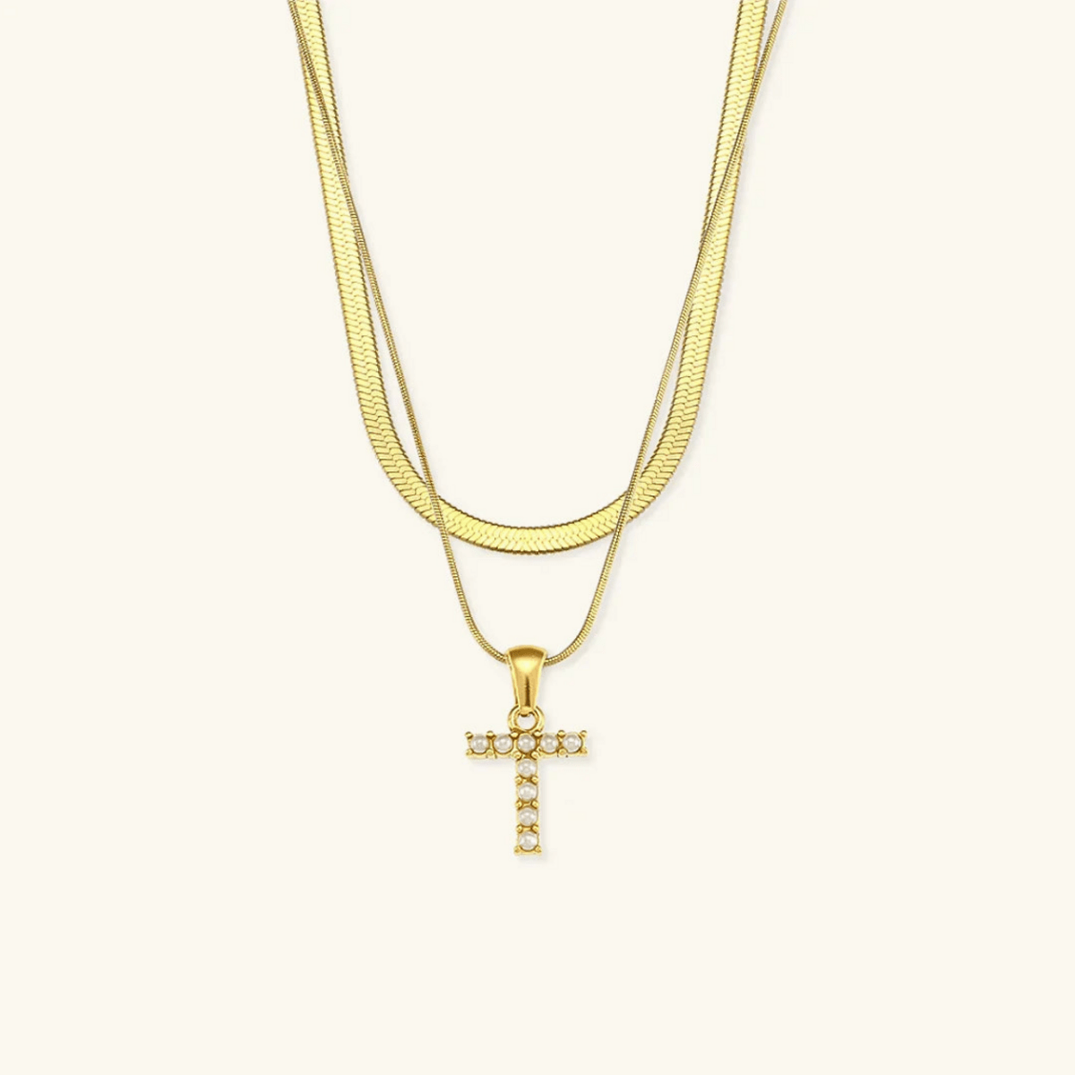 Arlette Pearl Initial Layered Necklace - Luzy Jewels