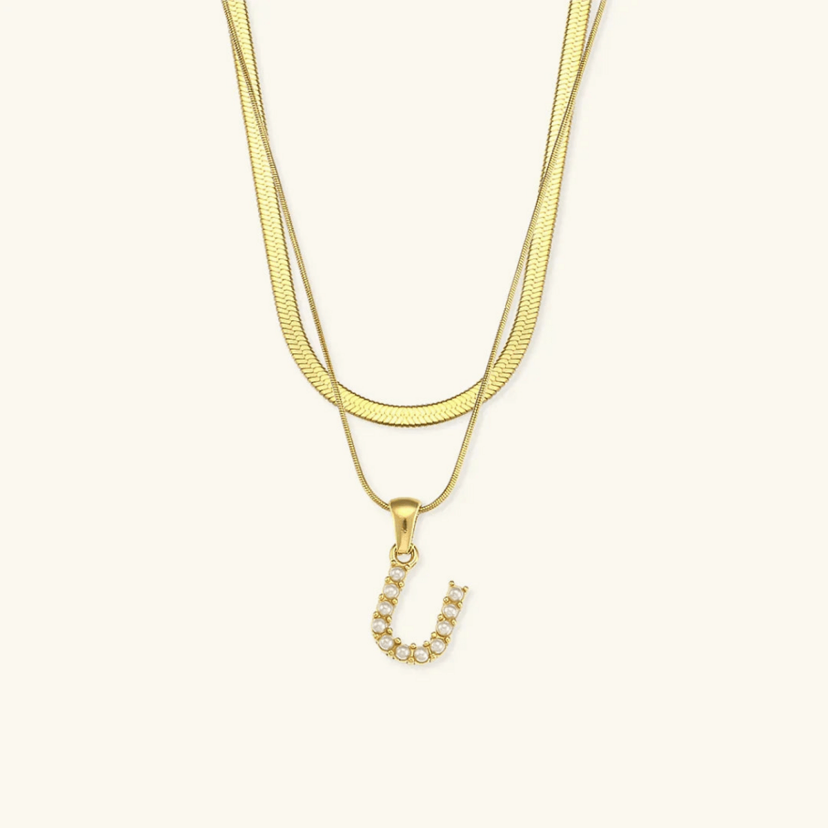 Arlette Pearl Initial Layered Necklace - Luzy Jewels