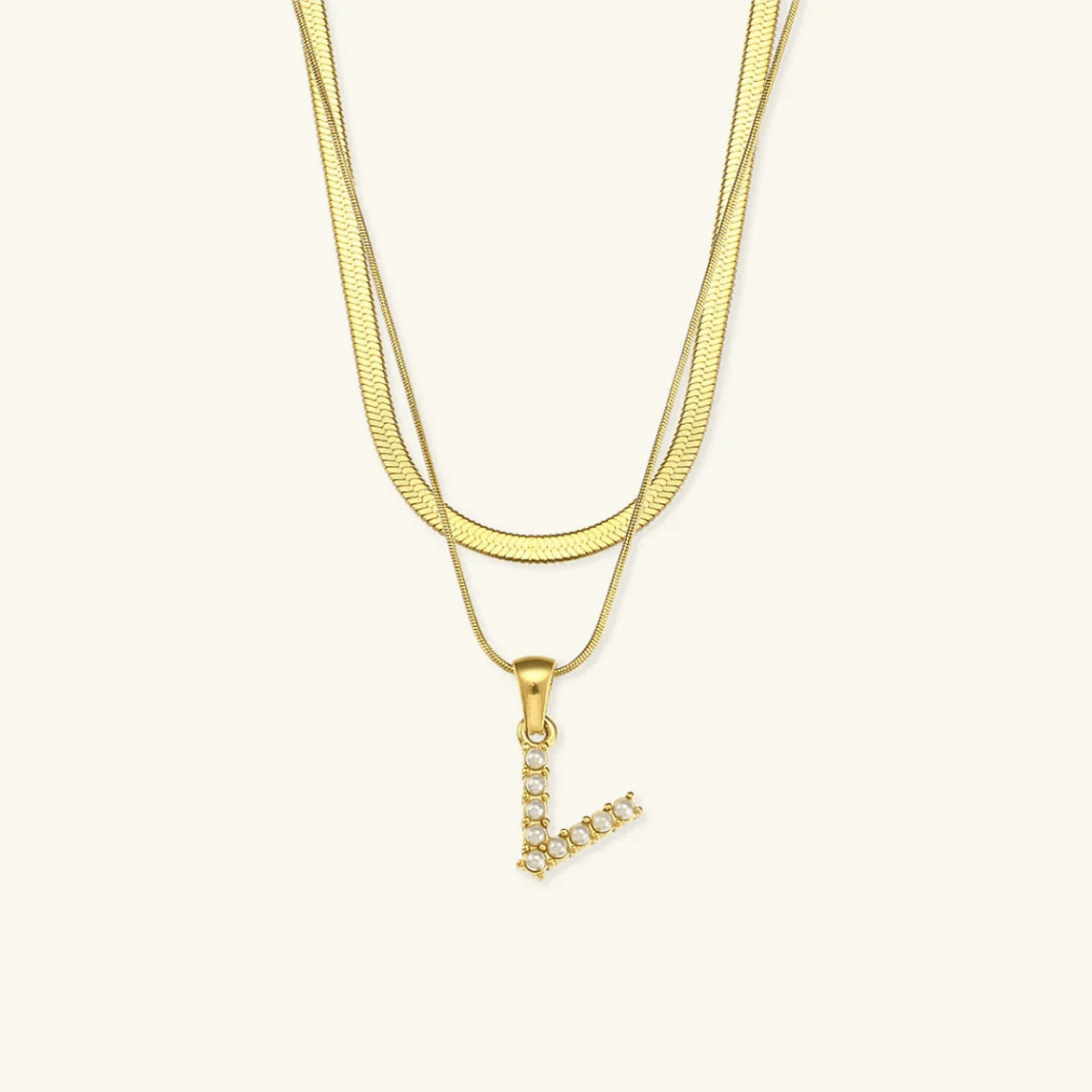 Arlette Pearl Initial Layered Necklace - Luzy Jewels