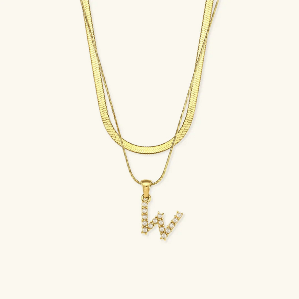 Arlette Pearl Initial Layered Necklace - Luzy Jewels
