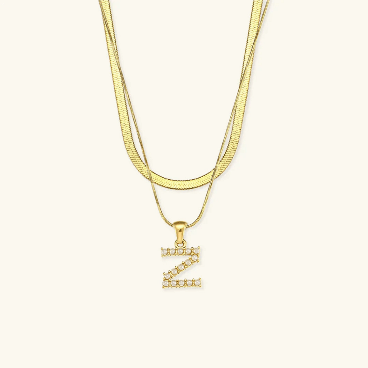 Arlette Pearl Initial Layered Necklace - Luzy Jewels