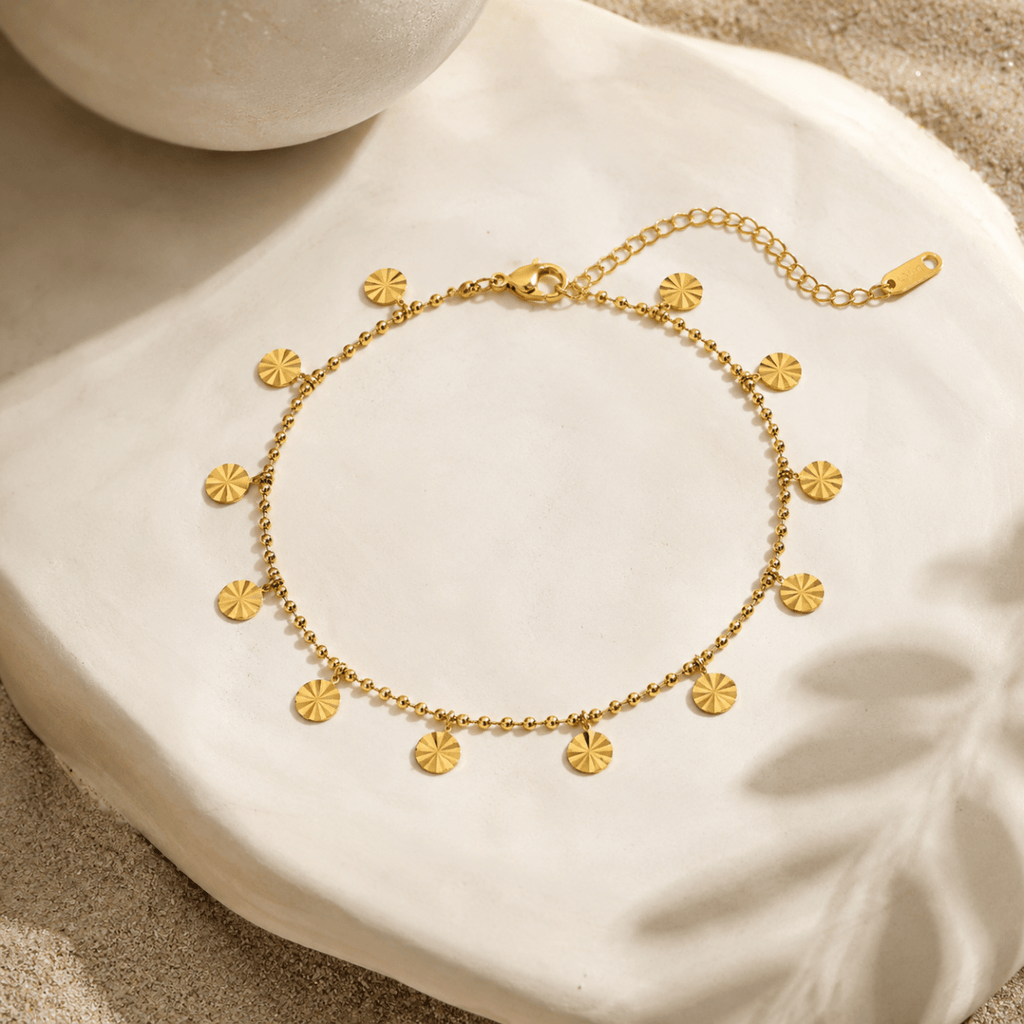 Asteria Sunburst Disc Anklet - Luzy Jewels