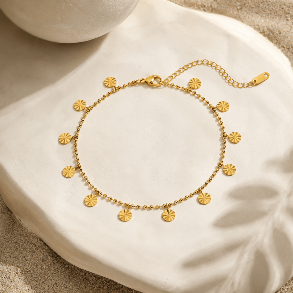 Asteria Sunburst Disc Anklet - Luzy Jewels