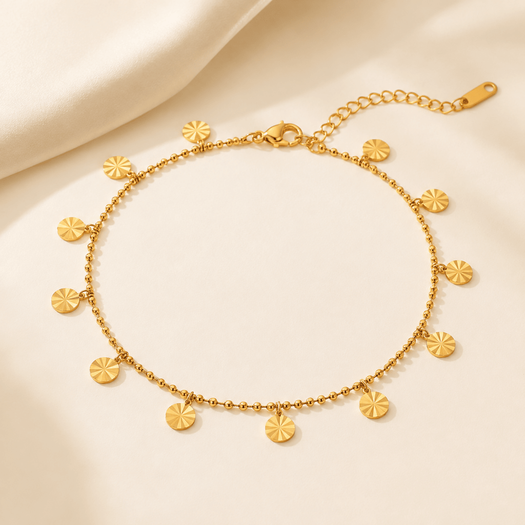 Asteria Sunburst Disc Anklet - Luzy Jewels