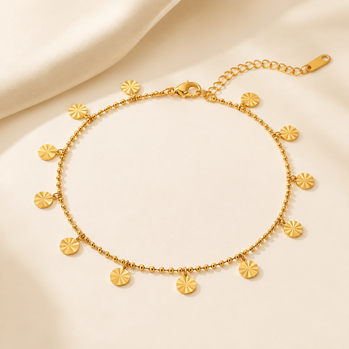 Asteria Sunburst Disc Anklet - Luzy Jewels
