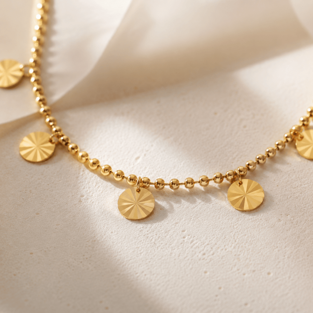 Asteria Sunburst Disc Anklet - Luzy Jewels