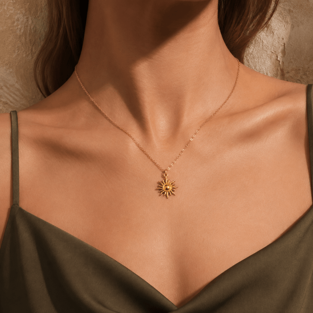 Aurelia Radiant Sun Pendant Necklace - Luzy Jewels