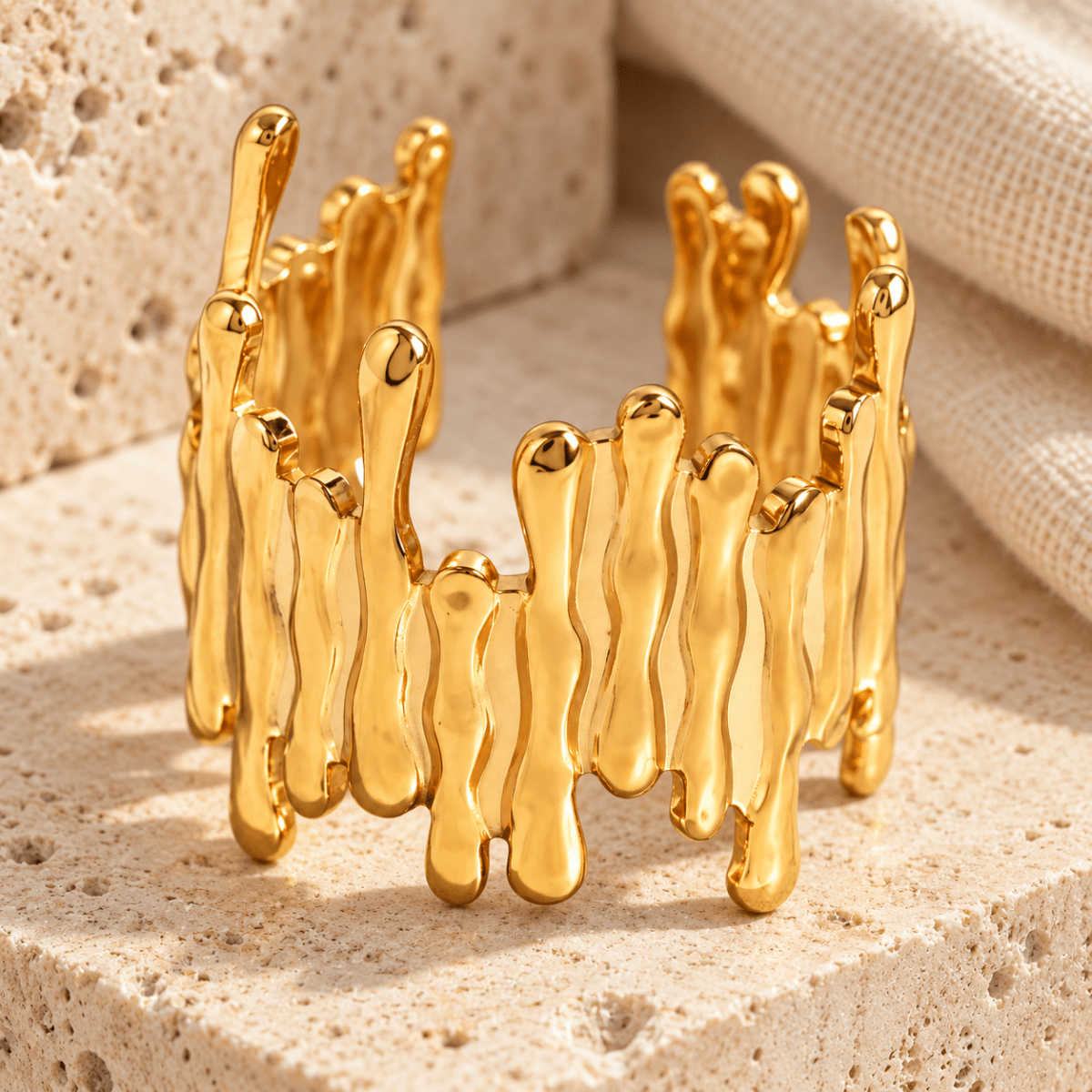Aureline Molten-Bar Cuff Ring - Luzy Jewels