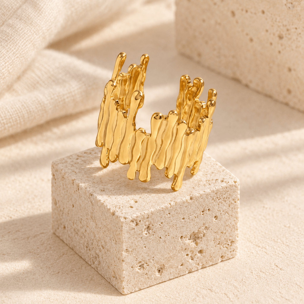 Aureline Molten-Bar Cuff Ring - Luzy Jewels