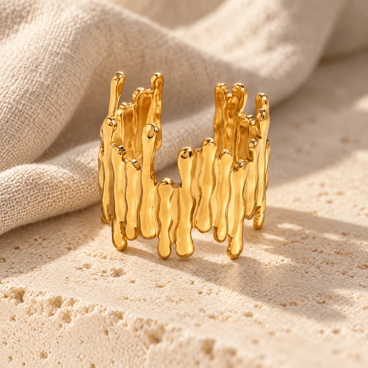 Aureline Molten-Bar Cuff Ring - Luzy Jewels