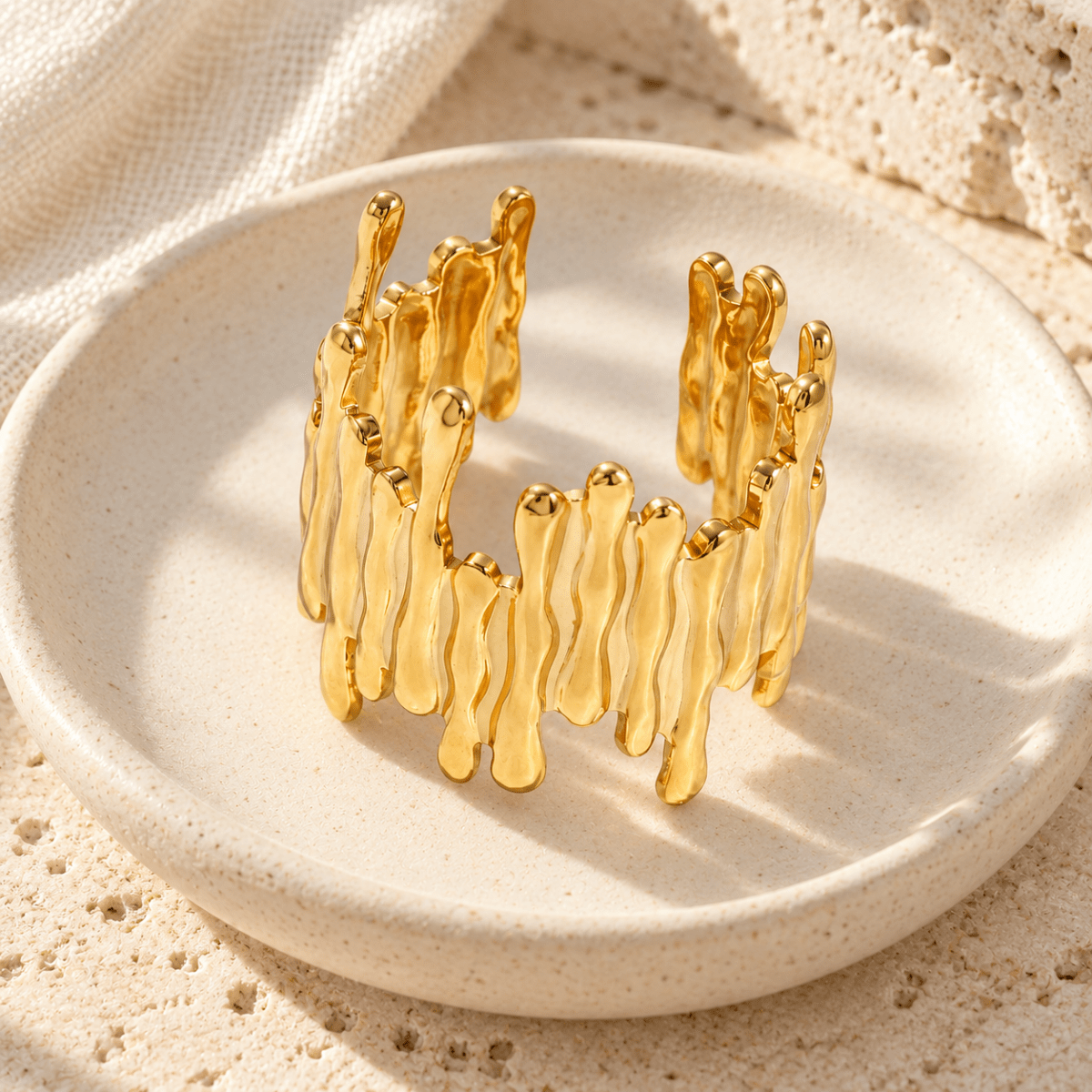 Aureline Molten-Bar Cuff Ring - Luzy Jewels