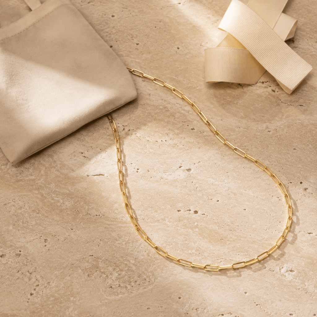 Auretta Slender Paperclip Chain Necklace - Luzy Jewels