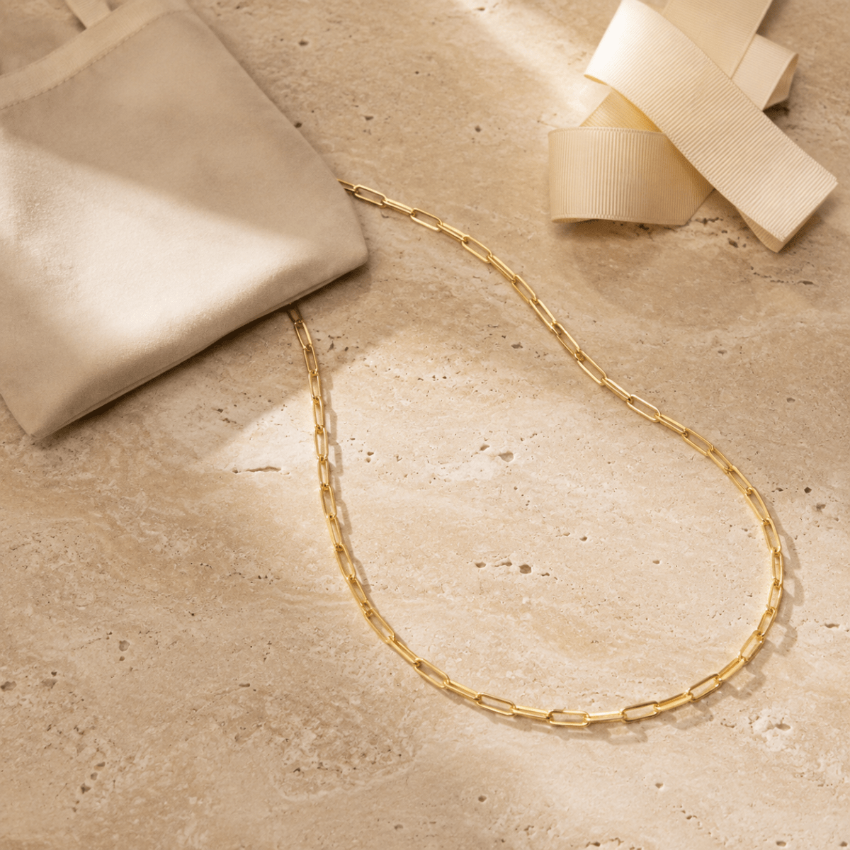 Auretta Slender Paperclip Chain Necklace - Luzy Jewels