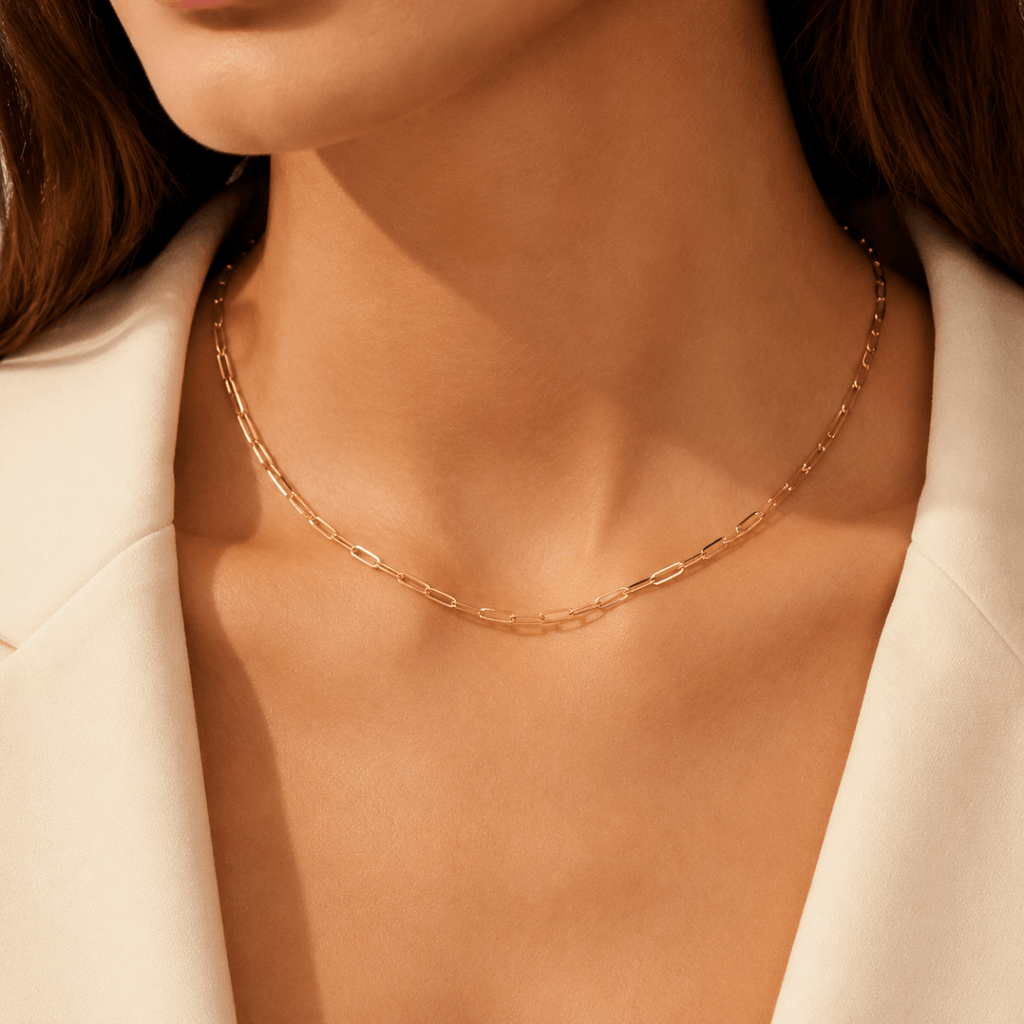 Auretta Slender Paperclip Chain Necklace - Luzy Jewels