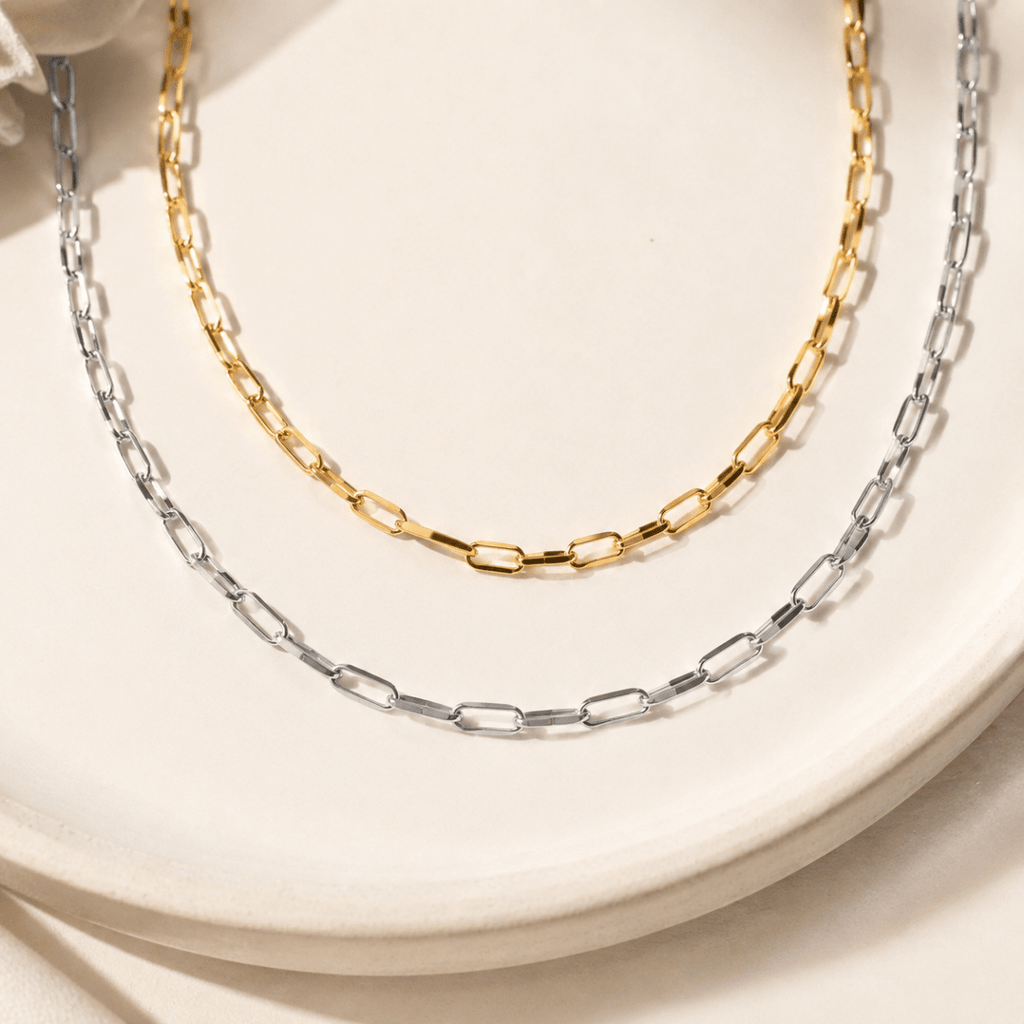 Auretta Slender Paperclip Chain Necklace - Luzy Jewels