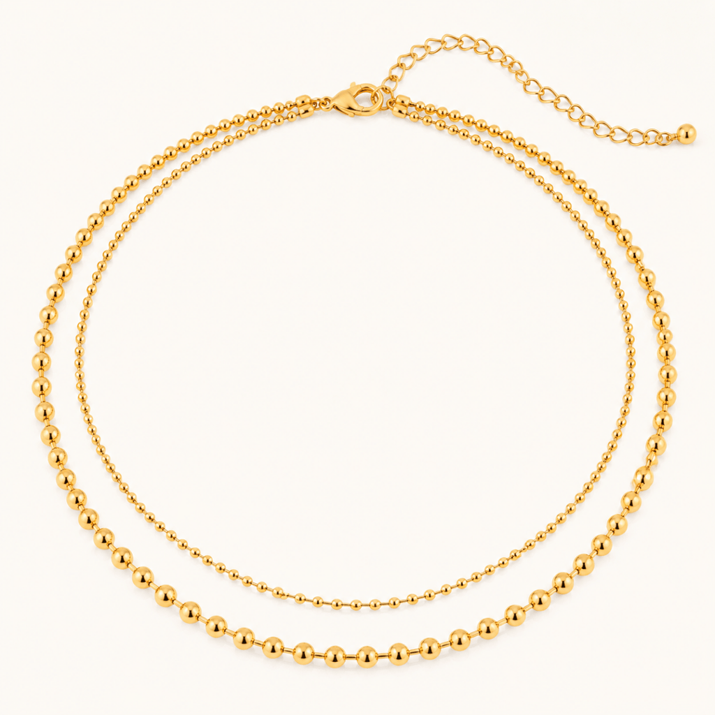 Bellina Double Ball Chain Necklace - Luzy Jewels