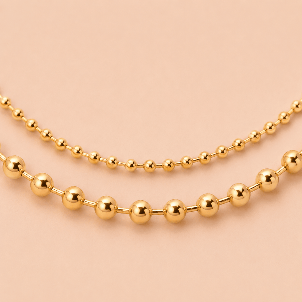 Bellina Double Ball Chain Necklace - Luzy Jewels