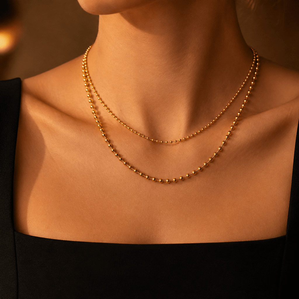 Bellina Double Ball Chain Necklace - Luzy Jewels