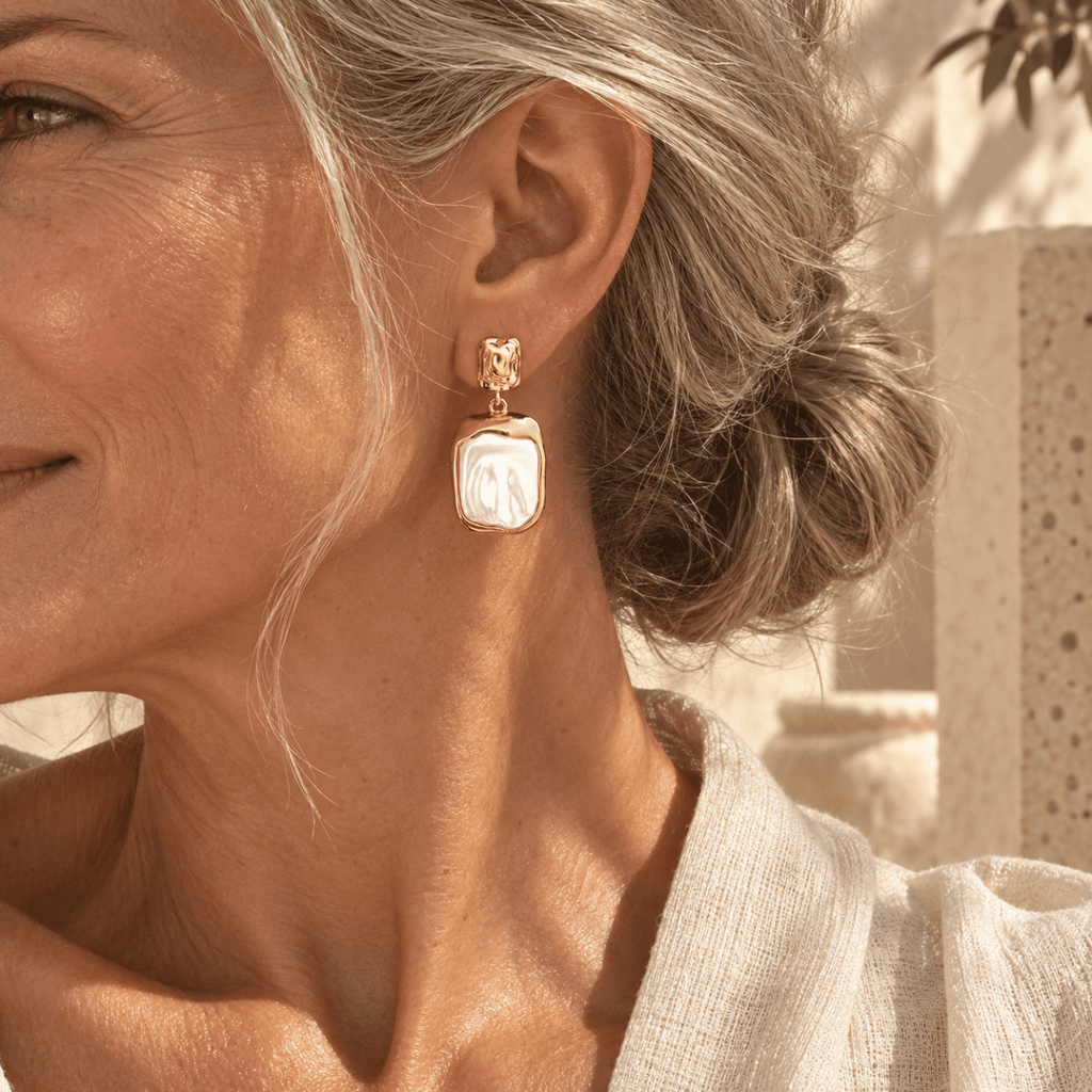Briellia Pearl Slate Drop Earrings - Luzy Jewels