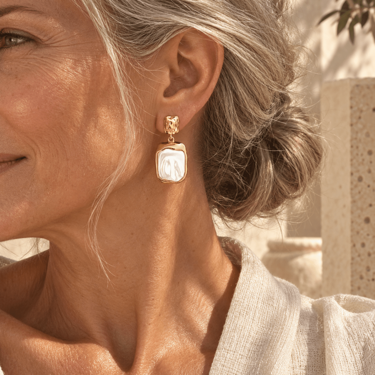 Briellia Pearl Slate Drop Earrings - Luzy Jewels
