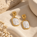 Briellia Pearl Slate Drop Earrings - Luzy Jewels