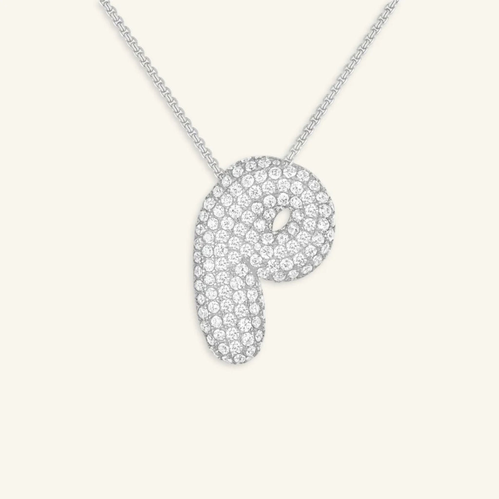 Bubble Letter Initial Necklace - Luzy Jewels