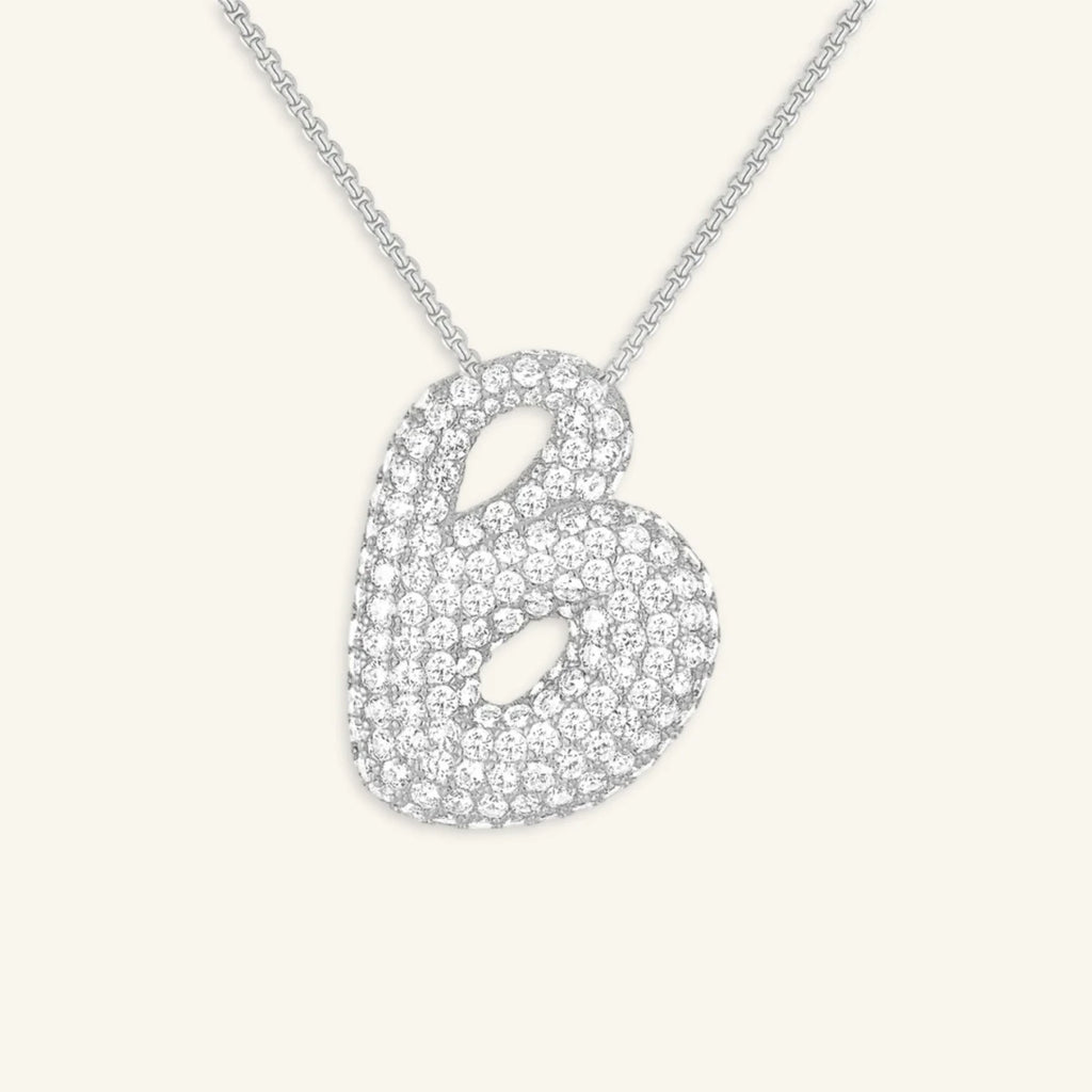 Bubble Letter Initial Necklace - Luzy Jewels