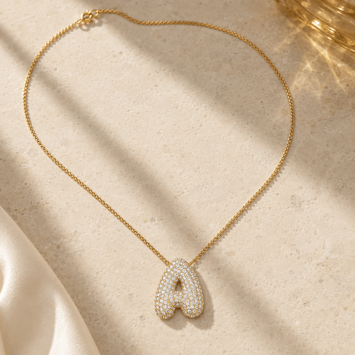Bubble Letter Initial Necklace - Luzy Jewels
