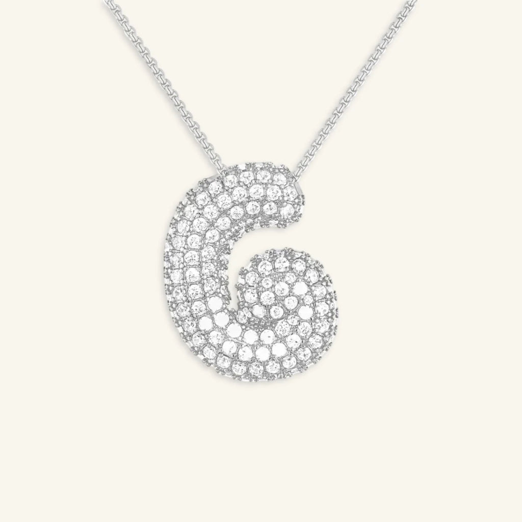 Bubble Letter Initial Necklace - Luzy Jewels