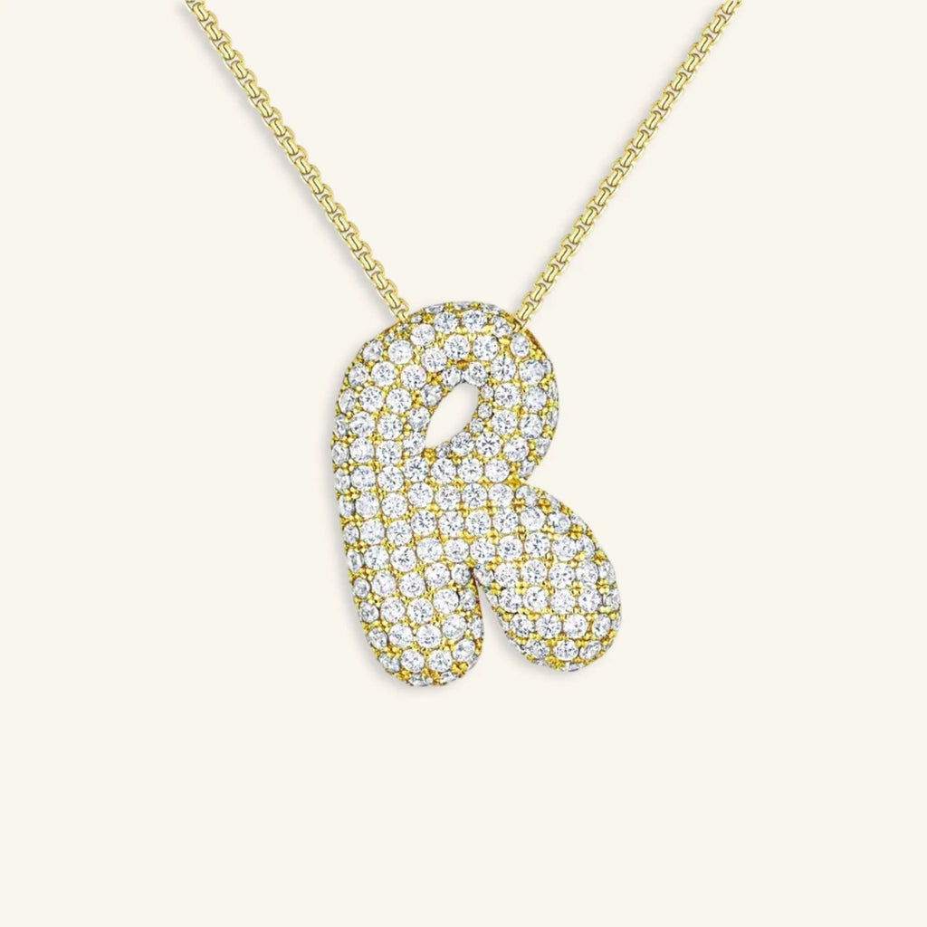 Bubble Letter Initial Necklace - Luzy Jewels