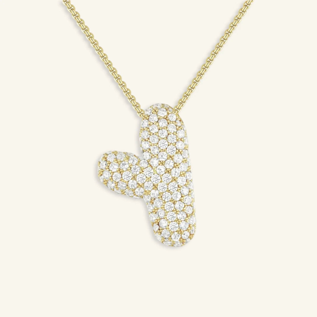 Bubble Letter Initial Necklace - Luzy Jewels