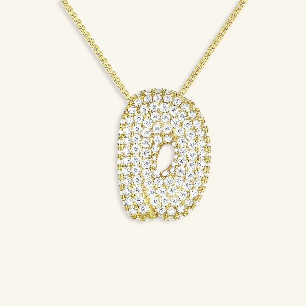 Bubble Letter Initial Necklace - Luzy Jewels