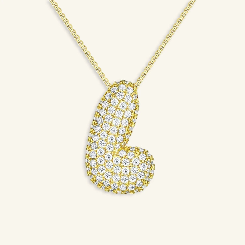 Bubble Letter Initial Necklace - Luzy Jewels
