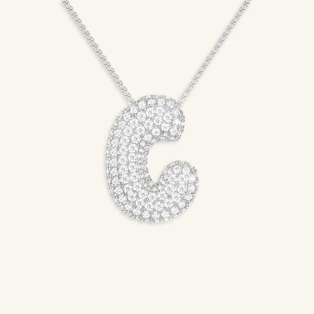 Bubble Letter Initial Necklace - Luzy Jewels