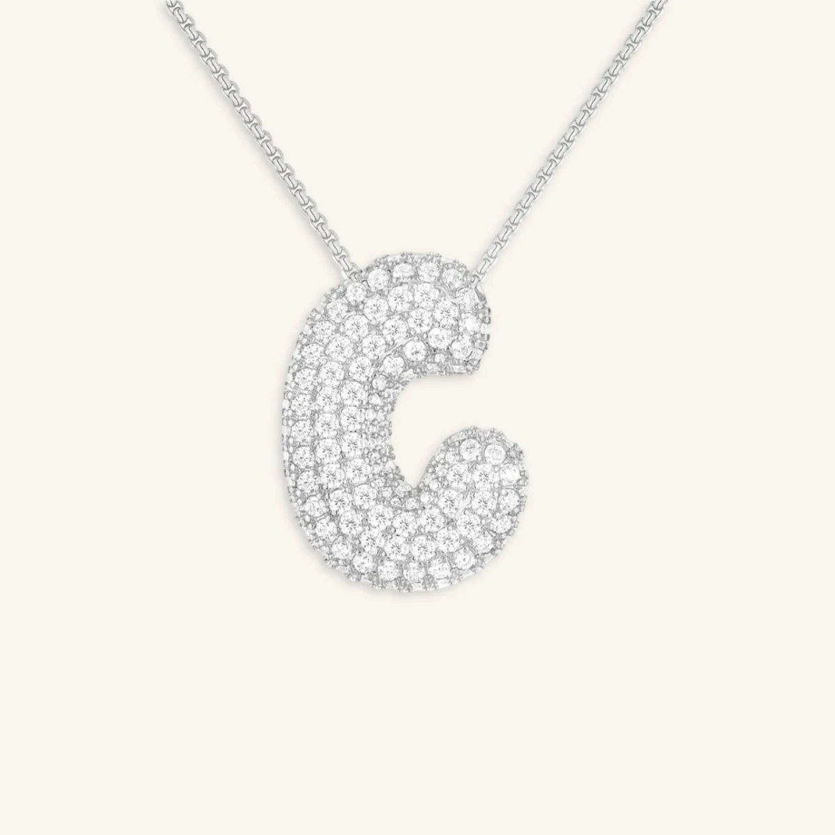 Bubble Letter Initial Necklace - Luzy Jewels