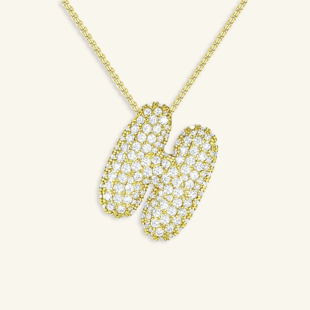 Bubble Letter Initial Necklace - Luzy Jewels