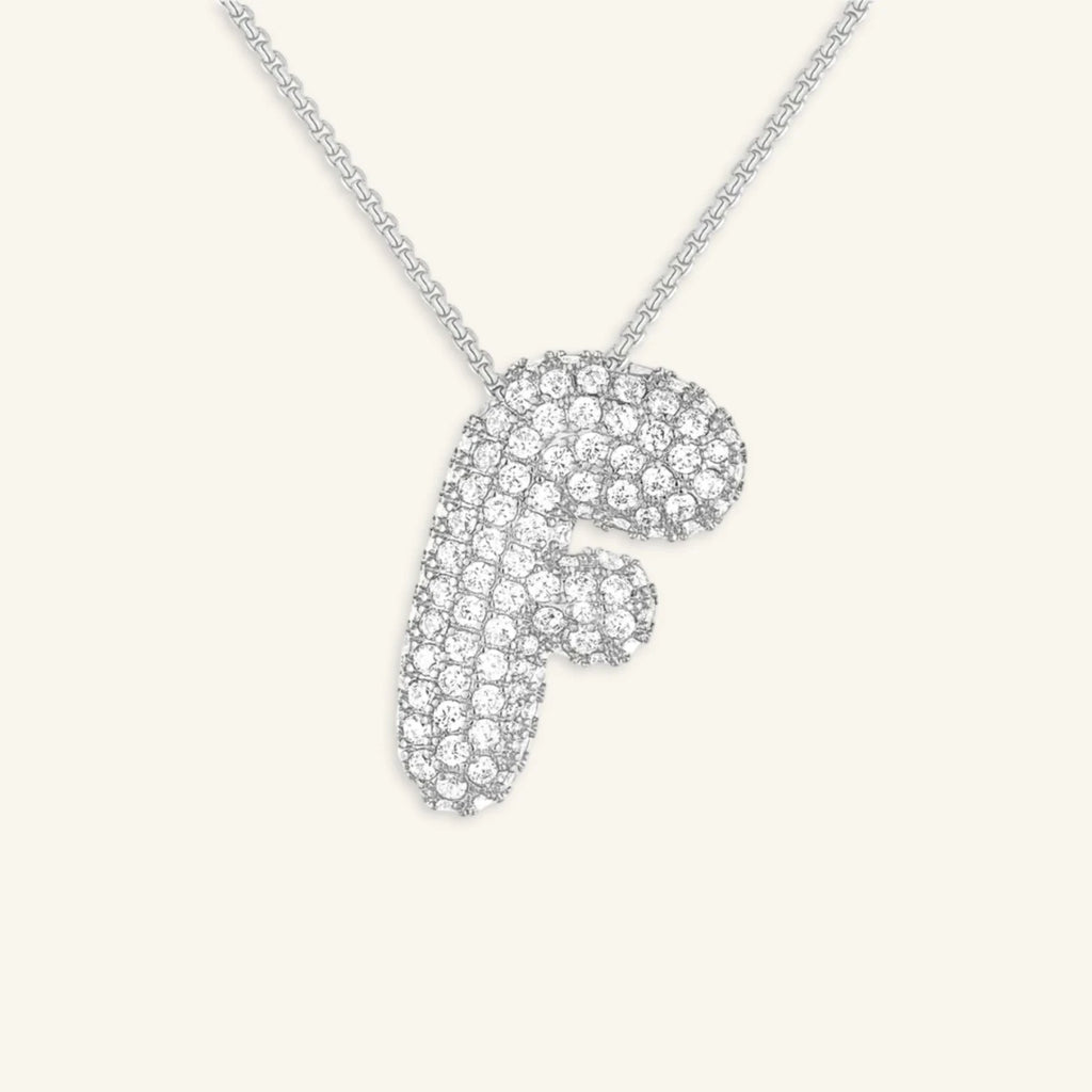 Bubble Letter Initial Necklace - Luzy Jewels