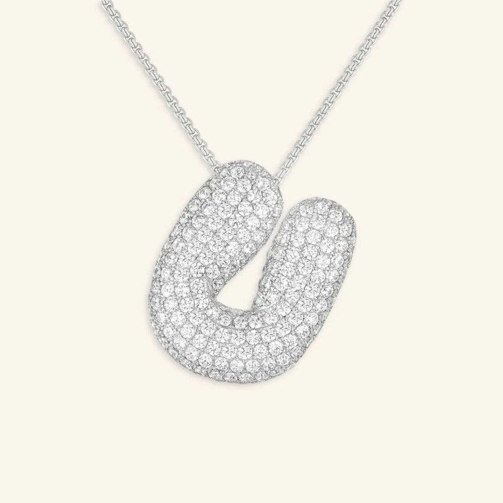 Bubble Letter Initial Necklace - Luzy Jewels