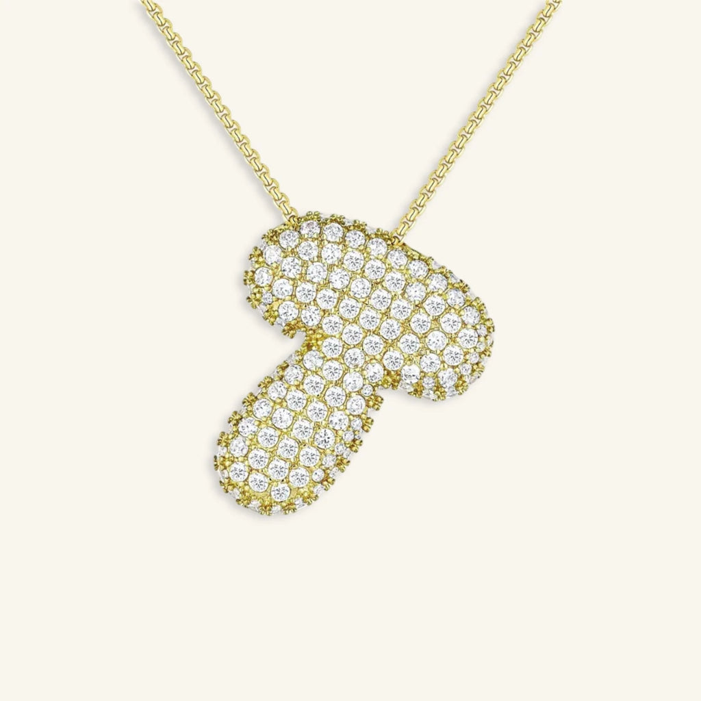 Bubble Letter Initial Necklace - Luzy Jewels
