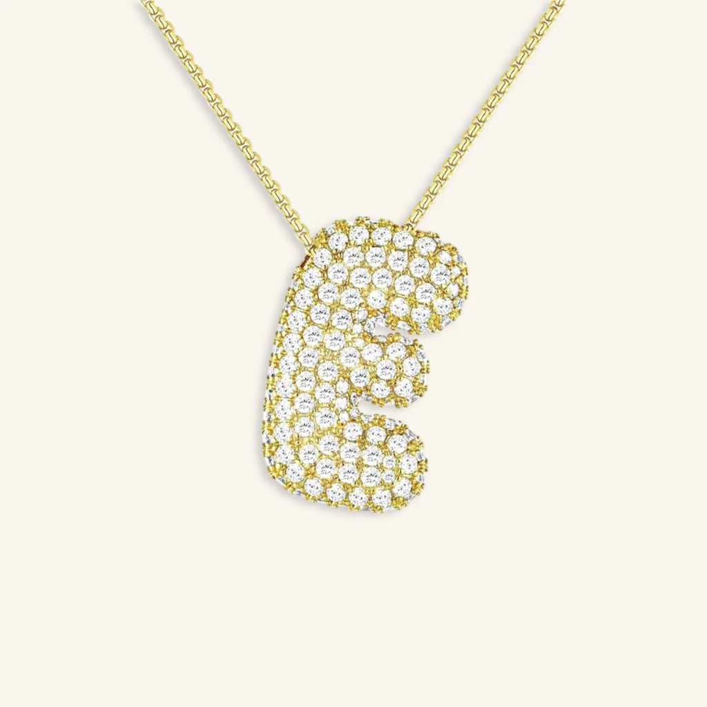Bubble Letter Initial Necklace - Luzy Jewels