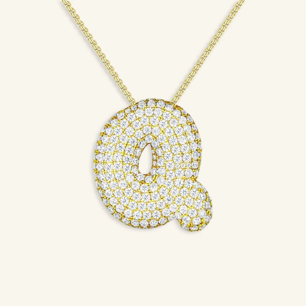 Bubble Letter Initial Necklace - Luzy Jewels