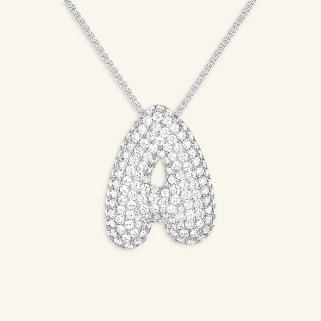 Bubble Letter Initial Necklace - Luzy Jewels