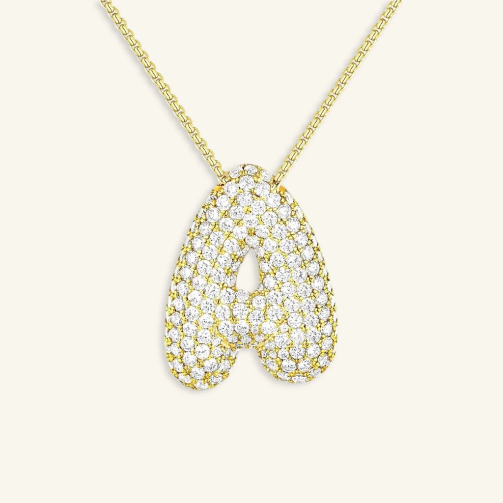 Bubble Letter Initial Necklace - Luzy Jewels