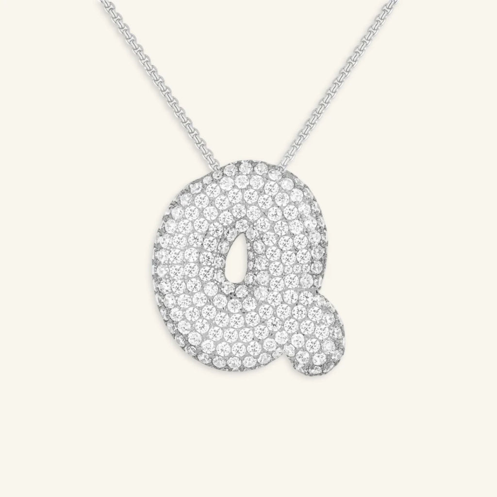 Bubble Letter Initial Necklace - Luzy Jewels
