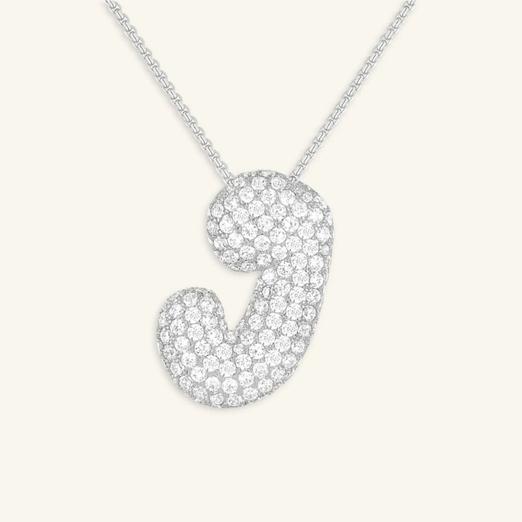 Bubble Letter Initial Necklace - Luzy Jewels