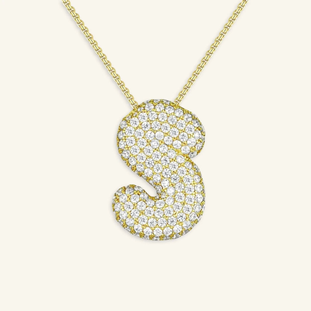 Bubble Letter Initial Necklace - Luzy Jewels