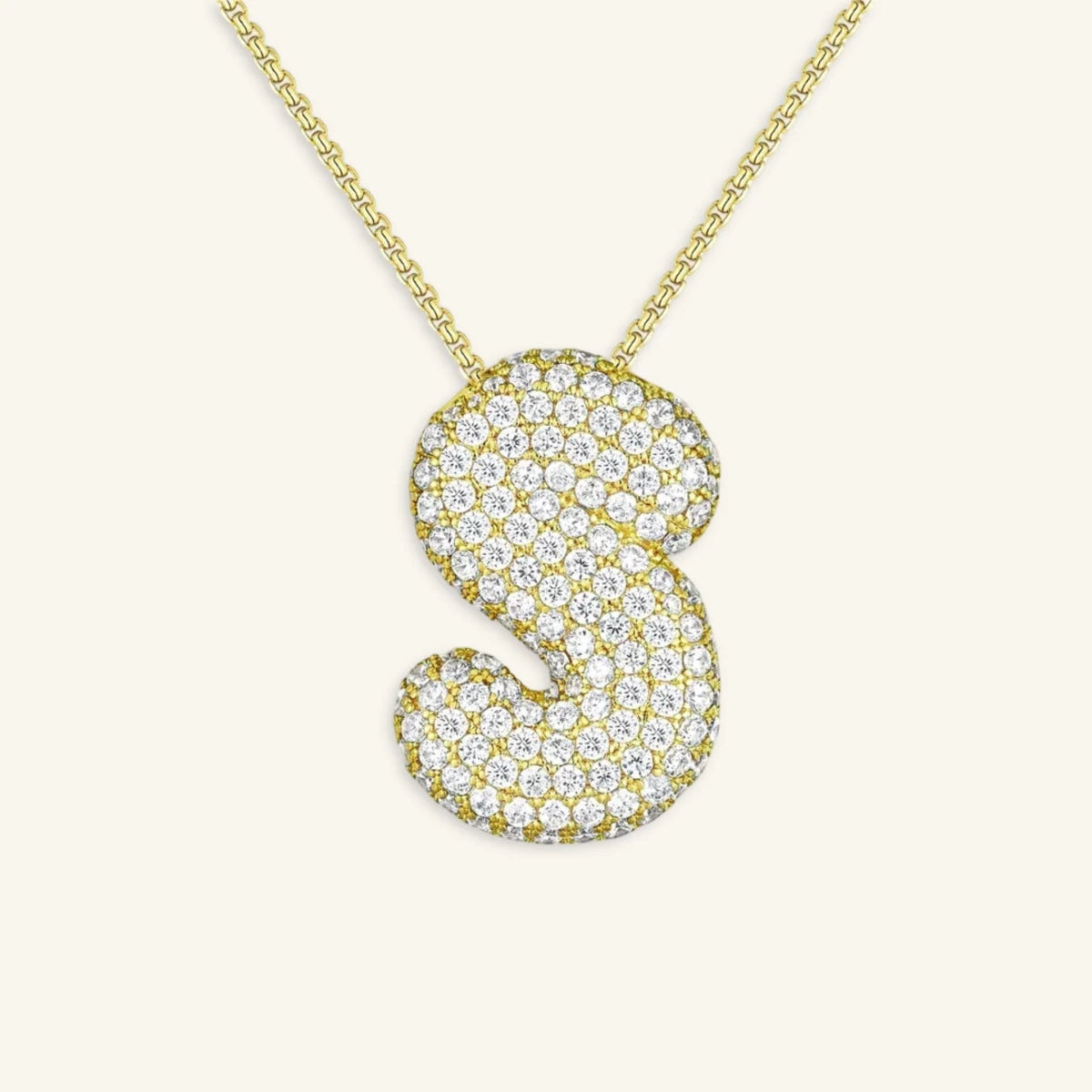 Bubble Letter Initial Necklace - Luzy Jewels