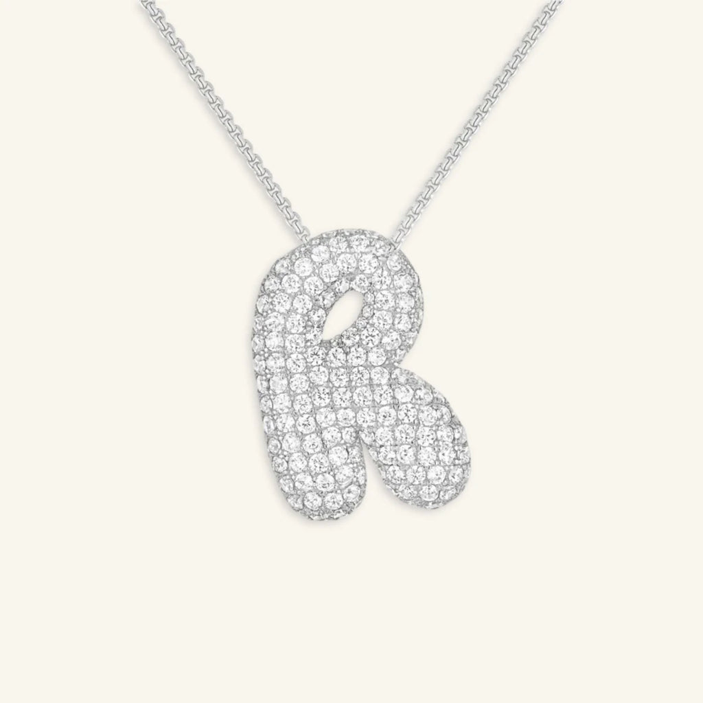 Bubble Letter Initial Necklace - Luzy Jewels