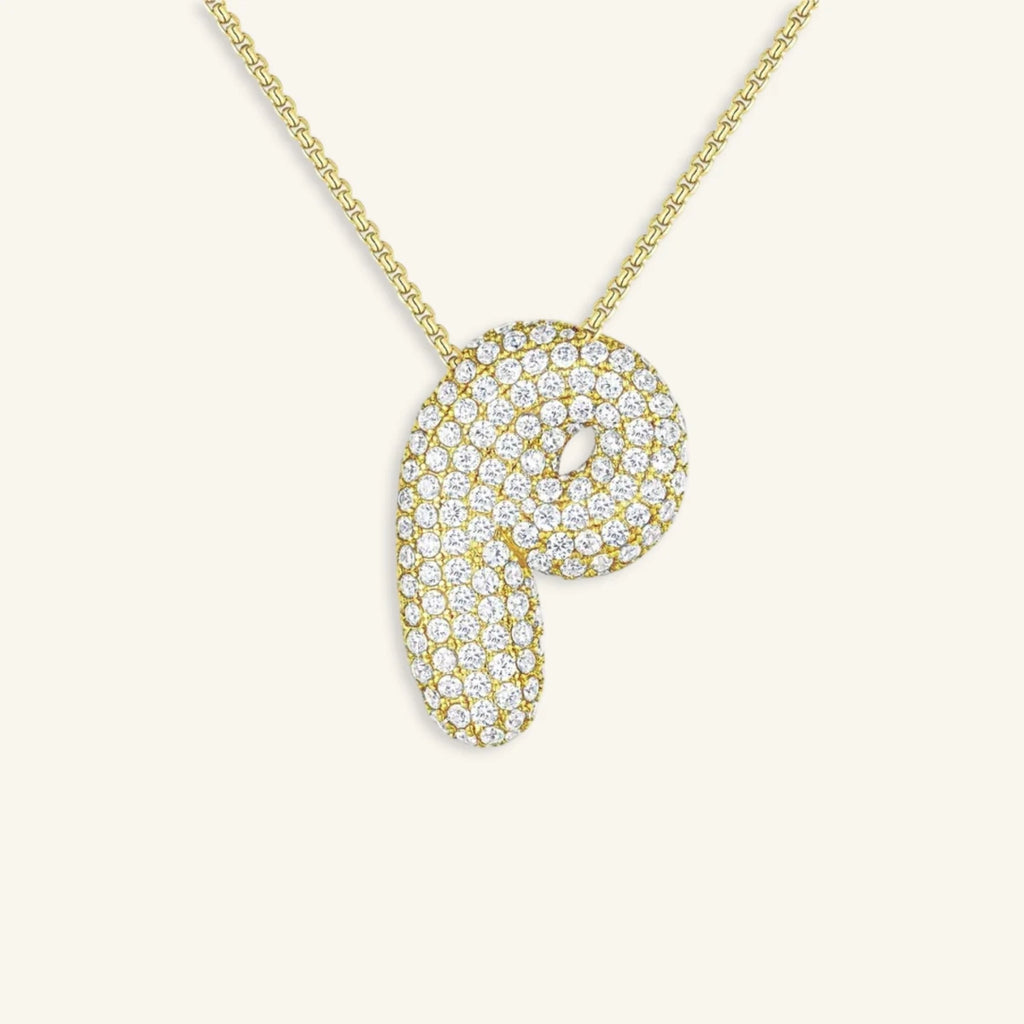 Bubble Letter Initial Necklace - Luzy Jewels